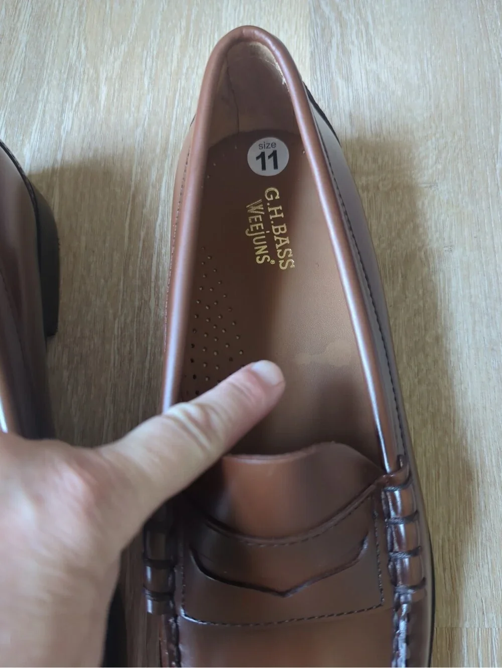 G.H.Bass Men’s Larson Weejun Penny Loafers Polished  Brown Sz11D New